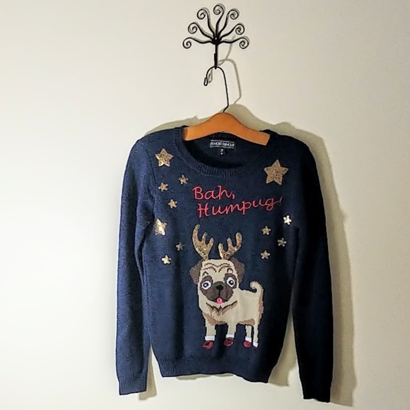 Almost Famous Sweaters - Pug Dog Ugly Christmas Sweater Almost Famous Almost Famous Sweaters - Pug Dog Ugly Christmas Sweater Almost Famous